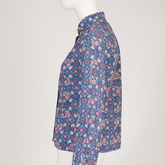 1970s Vintage "Kani" Indian Cotton Floral Print Button-Up Shirt Sz S - Picture 4 of 6